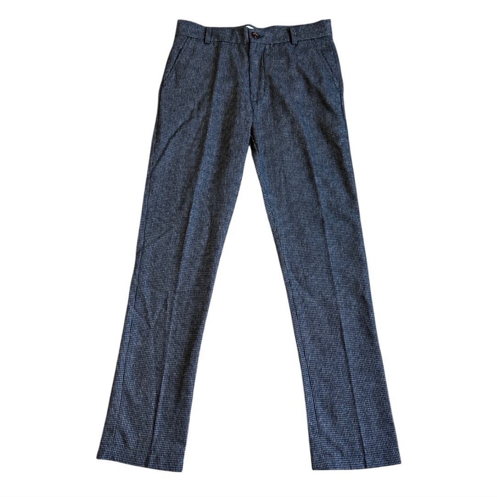 Percival Wool Blend Tailored Trousers Men's Size Small  Grey Blue Houndstooth